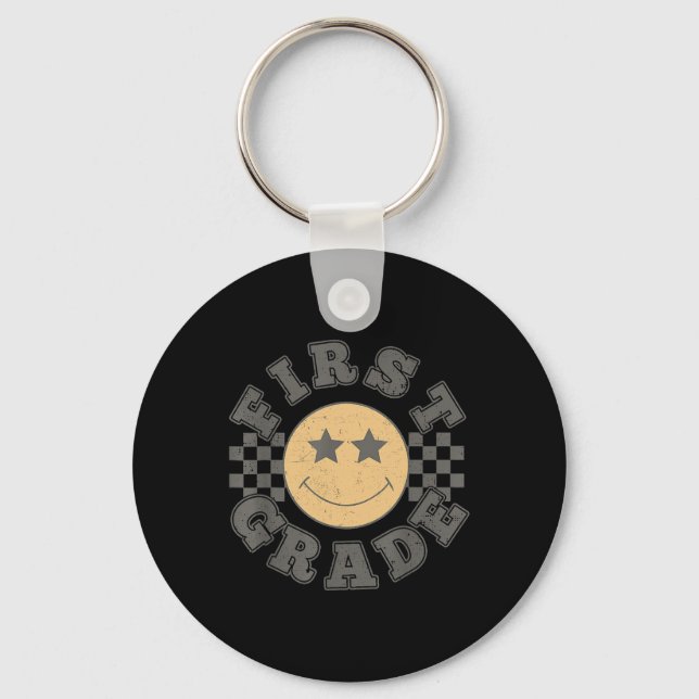 First Grade, 1st Grade First Day Of School Teacher Key Ring (Front)