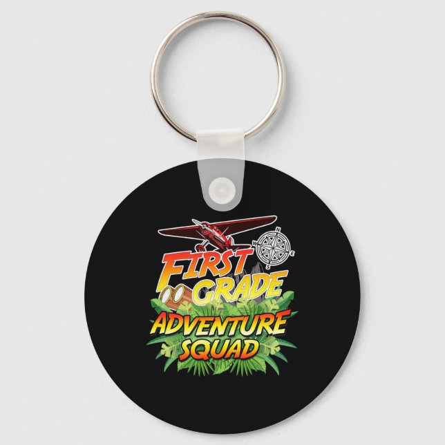 First Grade Adventure Squad - Safari Theme Teacher Key Ring (Front)
