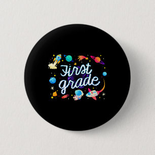 First Grade Astronaut Planets Space Back To School 6 Cm Round Badge