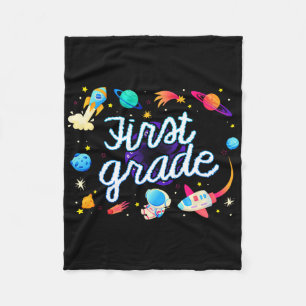 First Grade Astronaut Planets Space Back To School Fleece Blanket