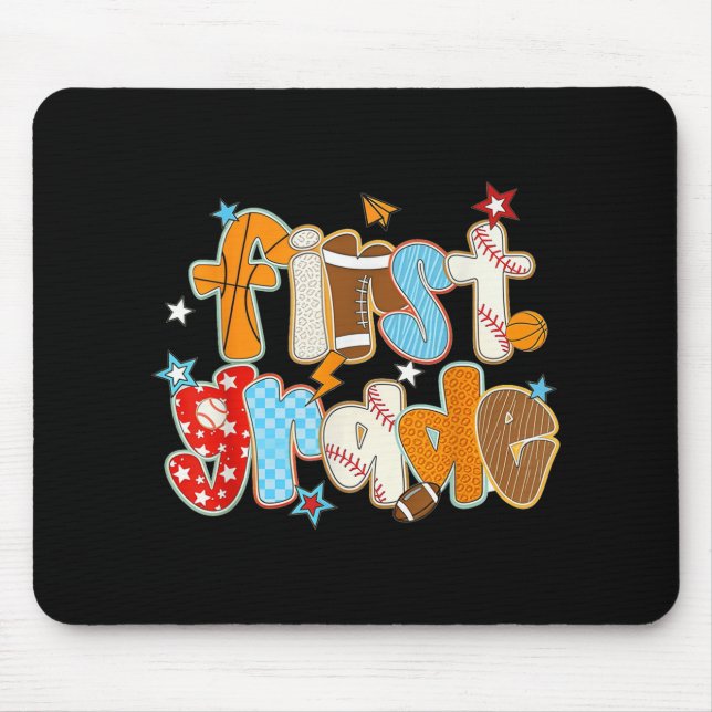 First Grade Back To School Baseball Basketball Pre Mouse Pad (Front)