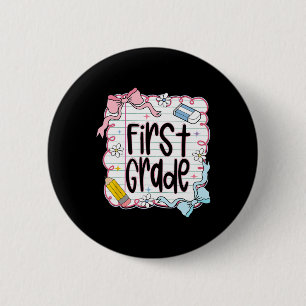 First Grade Back To School Coquette Bow For Girls  6 Cm Round Badge