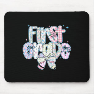 First Grade Back To School Coquette Preppy Pencil Mouse Pad