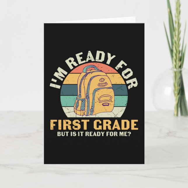 First Grade Backpack First Day of School Kids Gift Card (Front)