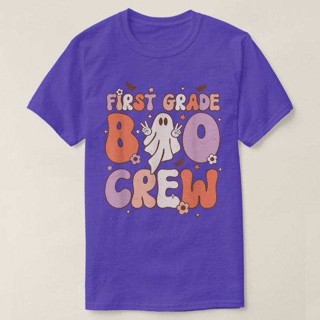 First Grade Boo Crew Cute Ghost Halloween Teacher  T-Shirt (Design Front)