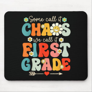 First Grade Chaos Shirt Funny Groovy 1st Grade Mouse Pad