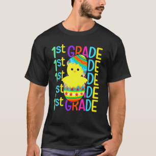 First Grade Chicken Crack The Eggs Easter Day Boy  T-Shirt