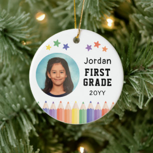 First Grade Colourful Photo Kids Keepsake Ceramic Ornament