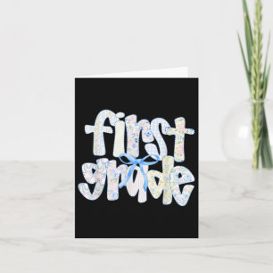 First Grade Coquette Bow Back To School First Day Card