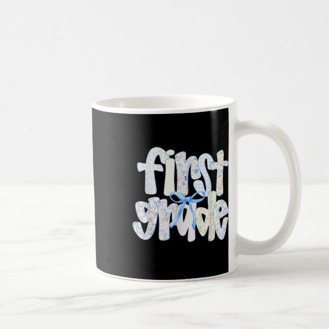 First Grade Coquette Bow Back To School First Day  Coffee Mug (Right)