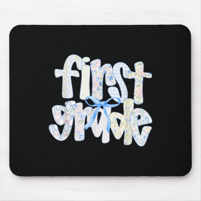 First Grade Coquette Bow Back To School First Day  Mouse Pad (Front)