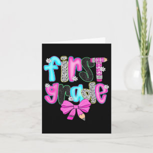 First Grade Coquette Bow First Day Of School Back Card