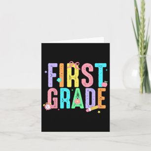 First Grade Coquette Bow Pencil First Day Back To Card