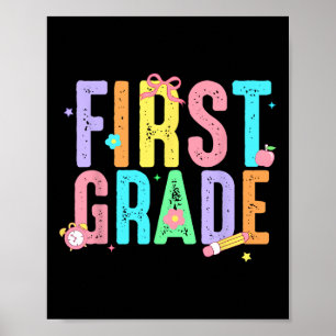First Grade Coquette Bow Pencil First Day Back To Poster