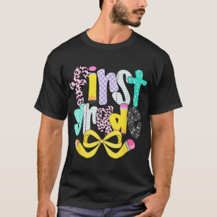 First Grade Coquette Pencil Bow Back To School T-Shirt