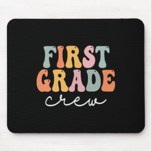 First Grade Crew Retro Groovy Vintage First Day Of Mouse Pad