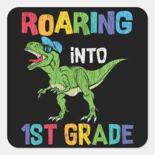 First Grade Dino Lover First Day School Kids Gift Square Sticker