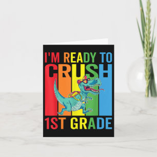 First Grade Dinosaur Retro First Day Of School T R Card