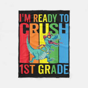 First Grade Dinosaur Retro First Day Of School T R Fleece Blanket