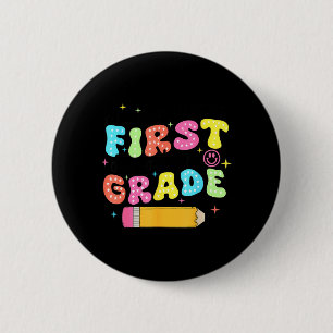 First Grade Dream Team Back To School First Day Of 6 Cm Round Badge