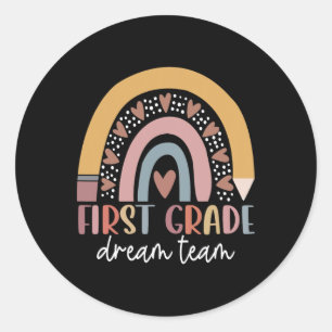 First Grade Dream Team Teacher Kids Byck To School Classic Round Sticker