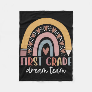 First Grade Dream Team Teacher Kids Byck To School Fleece Blanket
