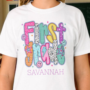 First Grade First Day of School Coquette Custom T-Shirt