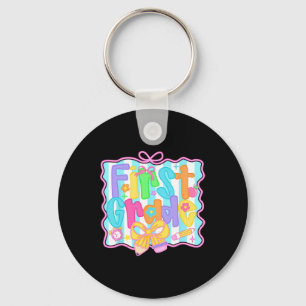 First Grade Girls Back To School Bow Cute Coquette Key Ring