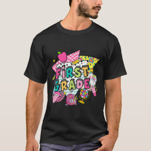 First Grade Girls Back To School Pastel Cute Retro T-Shirt