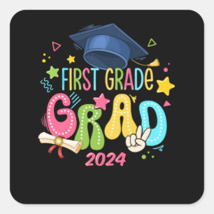 First Grade Grad Last Day Of School Square Sticker