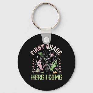 First Grade Here I Come Green Pink Girls Youth Kid Key Ring