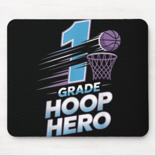 First Grade Hoop Hero -1st Grade Basketball Back T Mouse Pad