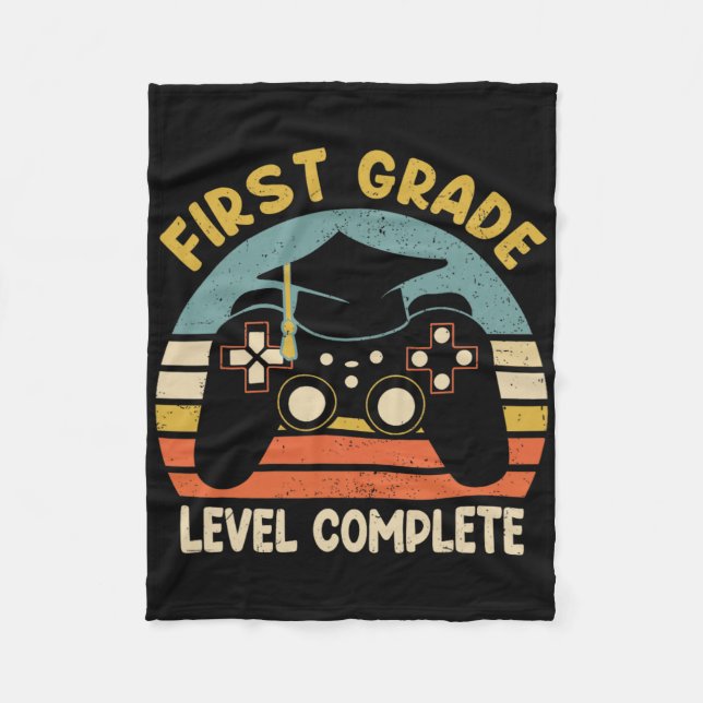 First Grade Level Complete Last Day Of School Vide Fleece Blanket (Front)