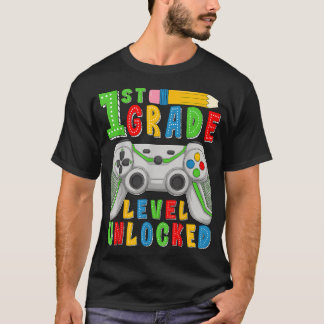 First Grade Level Unlocked Back To School Gamer  T-Shirt