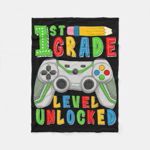 First Grade Level Unlocked Ck To School Gamer Boys Fleece Blanket