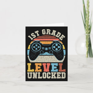 First Grade Level Unlocked Gamer 1st Day Of School Card