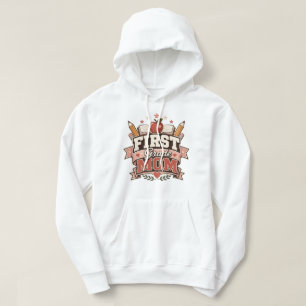 First Grade Mum Retro School  Design Hoodie