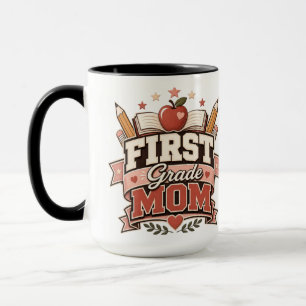 First Grade Mum Retro School Design Mug
