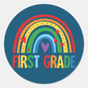 First Grade Rainbow Back To School Team 1st Classic Round Sticker