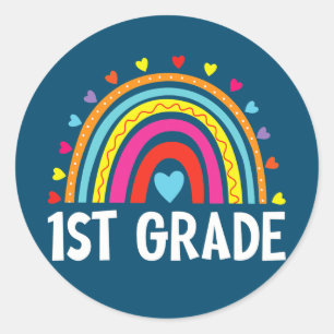 First Grade Rainbow Back To School Team 1st Classic Round Sticker