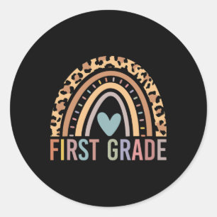 First Grade Rainbow Girls Boys Teacher Team 1st Gr Classic Round Sticker