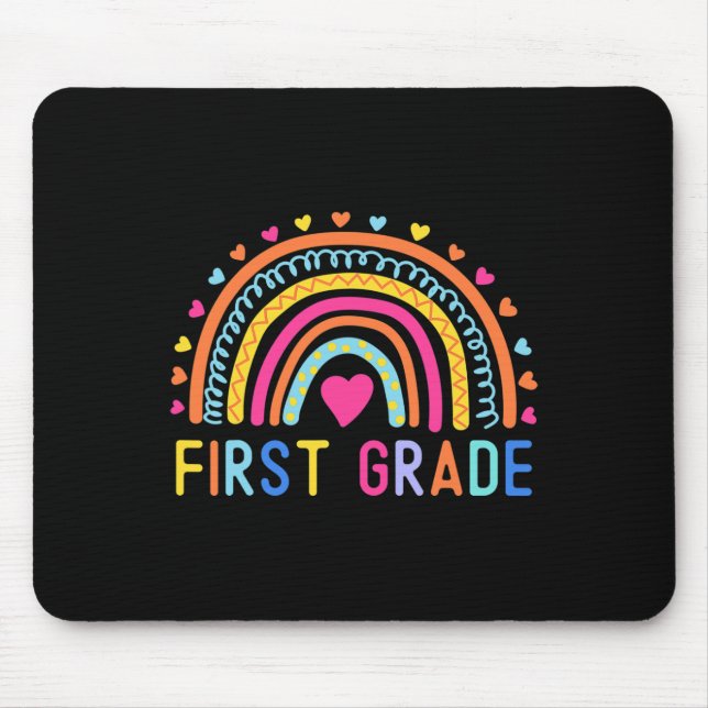 First Grade Rainbow Girls Boys Teacher Team 1st Gr Mouse Pad (Front)