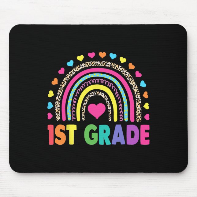 First Grade Rainbow Girls Boys Teacher Team 1st Gr Mouse Pad (Front)