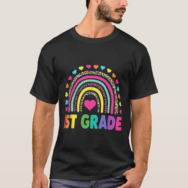 First Grade Rainbow Girls Boys Teacher Team 1st Gr T-Shirt (Front)