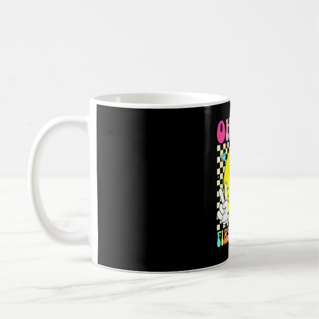First grade retro smile face back to school first coffee mug (Left)