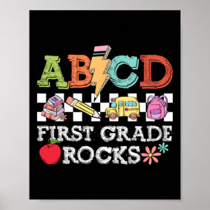 First Grade Rocks Pencil Lightning Teachers Rock G Poster