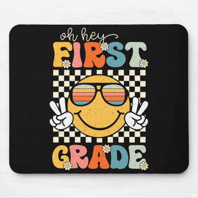 First grade smile retro back to school 1st grade mouse pad (Front)