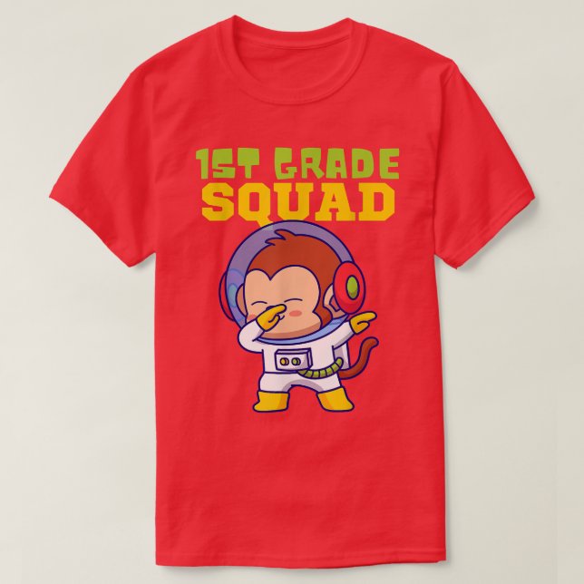 First Grade Squad, Back to School, Astronaut Monke T-Shirt (Design Front)