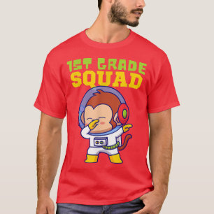First Grade Squad, Back to School, Astronaut Monke T-Shirt