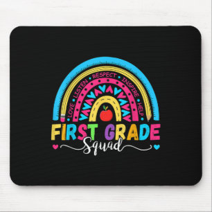 First Grade Squad Back To School Rainbow Boho 1st Mouse Pad